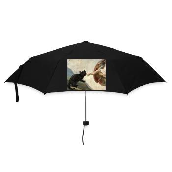 Cat Slaps God's Hand Funny Cats Meme - Umbrella (small) - black - Front