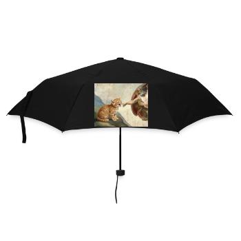 Cat Slaps God's Hand Funny Cats Meme - Umbrella (small) - black - Front