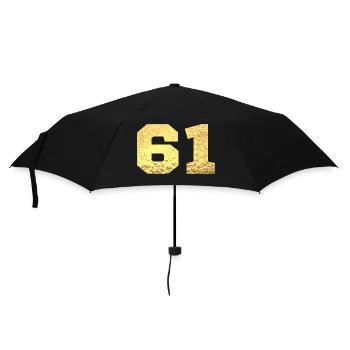 Number 61 Gold Glitter - 61st Anniversary - Umbrella (small) - black - Front