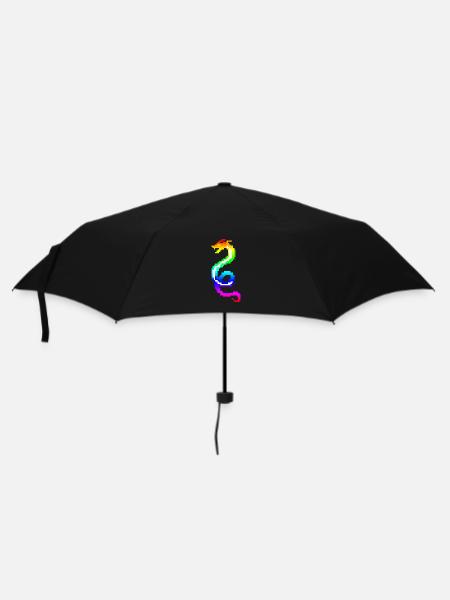 Bunter Retro-Drache - Regenschirm (klein) - Schwarz