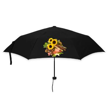 Herbst Kastanie Mais Sonnenblume - Regenschirm (klein) - Schwarz - Vorne