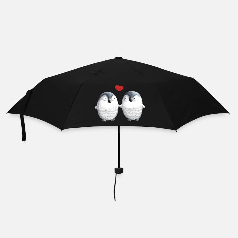 Pinguine in Love - Pinguin - Vogel - Liebe - Herz - Regenschirm (klein) - Schwarz