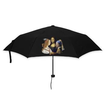 DaVinci vs Botticelli vs Vermeer | Artist contest - Umbrella (small) - black - Front