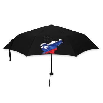 Slowenien Flagge in der Slowenien Landkarte SI - Regenschirm (klein) - Schwarz - Vorne