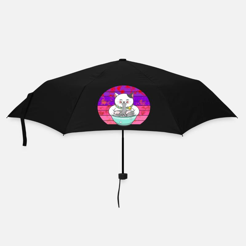Chinesische Katze Chinesische Nudeln - Regenschirm (klein) - Schwarz