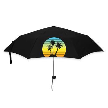 Palm Sun Vintage Holiday Palm Trees Retro Summer - Umbrella (small) - black - Front