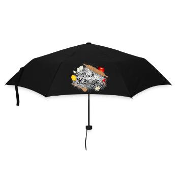 Mehl und Back Zutaten mit Schriftzug Back Königin - Regenschirm (klein) - Schwarz - Vorne