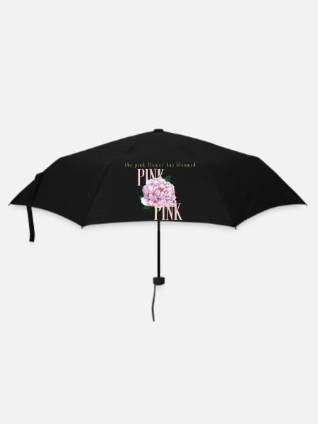 Blühende rosa Pfingstrose - Regenschirm (klein) - Schwarz