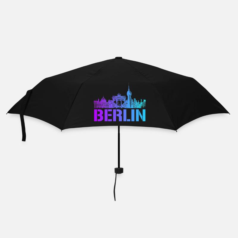Berlin Skyline mit Berliner Wahrzeichen - Regenschirm (klein) - Schwarz