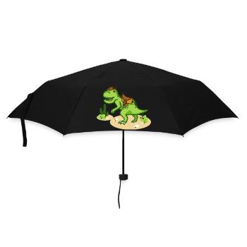 Cowboy T-Rex avec petit chapeau et selle - Parapluie standard - noir - Devant