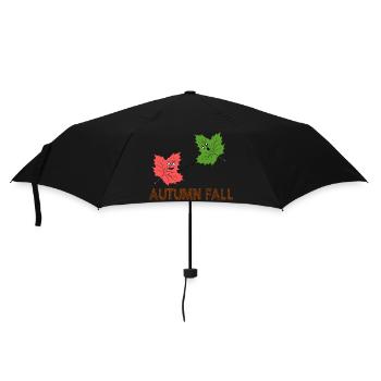 Autumn Fall Funny Maple Leaf Joke Cartoon Design - Umbrella (small) - black - Front