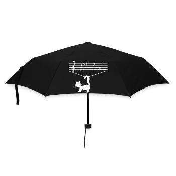Chat drôle jouant avec des notes de musique Chat drôle - Parapluie standard - noir - Devant