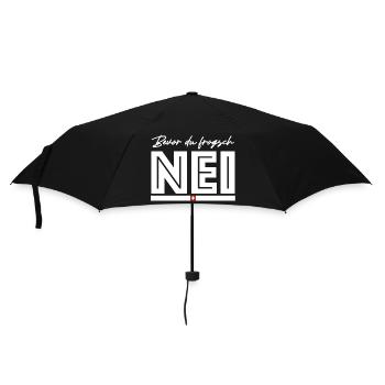 Bevor du frogsch nei | Schweiz, Fondue, Skifahren - Regenschirm (klein) - Schwarz - Vorne