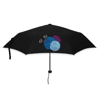 Wolle mit Stricknadeln - Regenschirm (klein) - Schwarz - Vorne