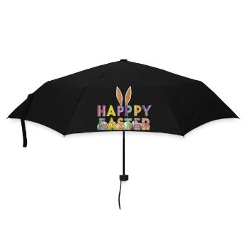Easter bunny design with colorful letters - Umbrella (small) - black - Front