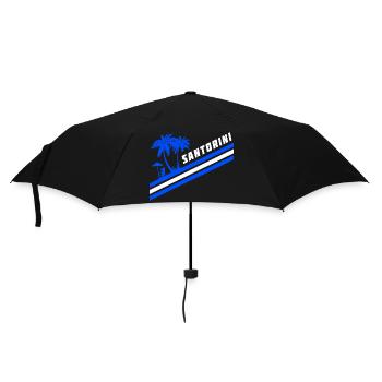 Santorini Greece flag palm trees - Umbrella (small) - black - Front