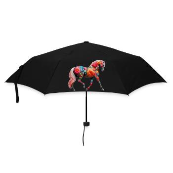 Cheval décoré de fleurs - Parapluie standard - noir - Devant