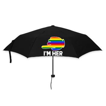 I'm Hers Rainbow Lesbian Couple Funny LGBT Pride - Regenschirm (klein) - Schwarz - Vorne