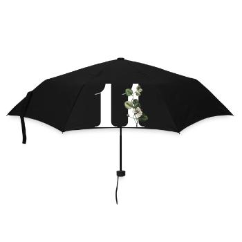 Nummer 11 Blumengrün -11. Geburtstag Blumen - Regenschirm (klein) - Schwarz - Vorne