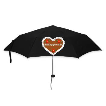 Lieblingsfreundin Lebkuchenherz Freundin Geschenk - Regenschirm (klein) - Schwarz - Vorne