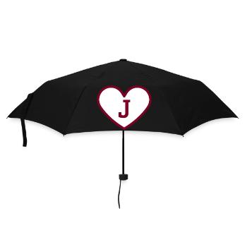 Buchstabe j Herz Sport Trend Burgund - Geschenkidee - Regenschirm (klein) - Schwarz - Vorne
