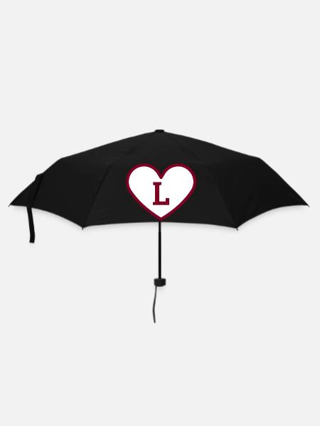 Buchstabe l Herz Sport Trend Burgund - Geschenkidee - Regenschirm (klein) - Schwarz