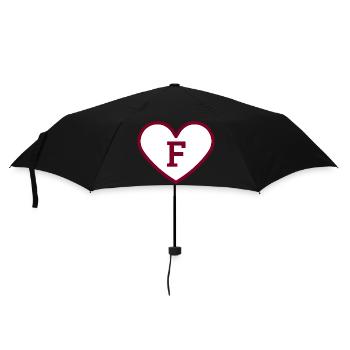 Buchstabe f Herz Sport Trend Burgund - Geschenkidee - Regenschirm (klein) - Schwarz - Vorne
