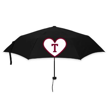 Buchstabe t Herz Sport Trend Burgund - Geschenkidee - Regenschirm (klein) - Schwarz - Vorne