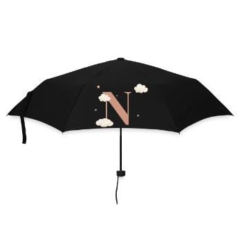 Letter n clouds stars - Umbrella (small) - black - Front