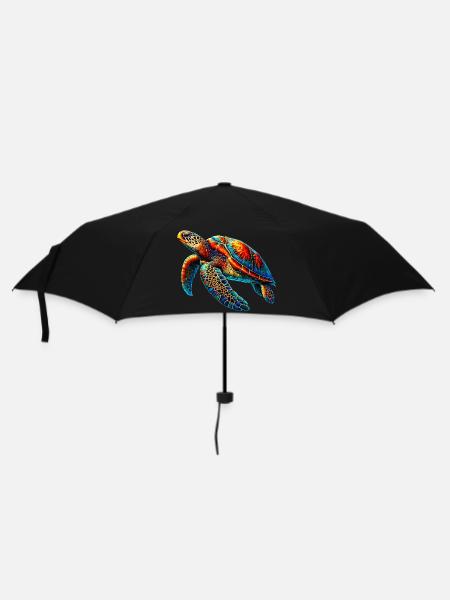 Meeresschildkröte - Regenschirm (klein) - Schwarz