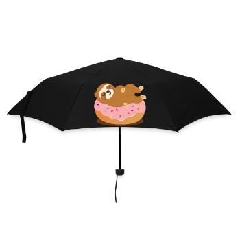 Faultier auf Donut–Süßes und entspanntes Tiermotiv - Regenschirm (klein) - Schwarz - Vorne
