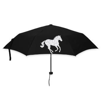 Weißes Pferd im Galopp - Regenschirm (klein) - Schwarz - Vorne