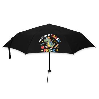 Bereit, Pre K Dinosaurier zu zerquetschen - Regenschirm (klein) - Schwarz - Vorne