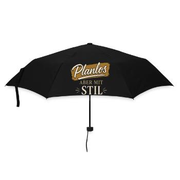 Planlos aber mit Stil - Regenschirm (klein) - Schwarz - Vorne