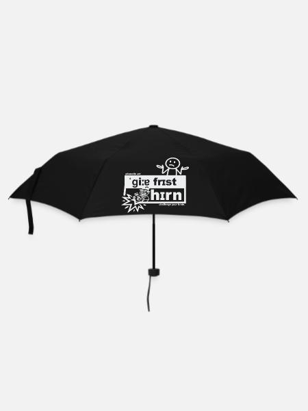Gier frisst Hirn - phonetic art - Regenschirm (klein) - Schwarz