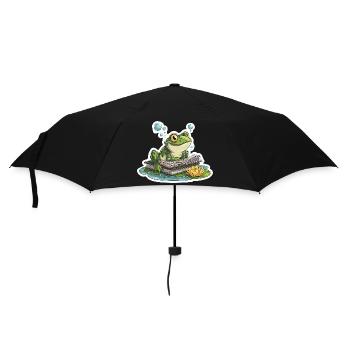 Frosch-Lese-Teich-Bibliothekar-Humor-Lesung - Regenschirm (klein) - Schwarz - Vorne