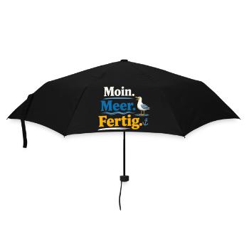 Moin Meer Fertig Möwe lustig Spruch  - Regenschirm (klein) - Schwarz - Vorne