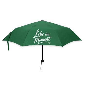 Lebe im Moment Schriftzug - Regenschirm (klein) - Flaschengrün - Vorne