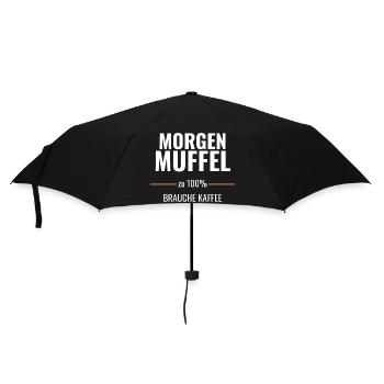 Morgenmuffel zu 100% – Brauche Kaffee - Regenschirm (klein) - Schwarz - Vorne