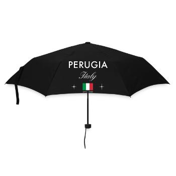 Perugia Umbrien Koordinaten Reise Souvenir - Regenschirm (klein) - Schwarz - Vorne