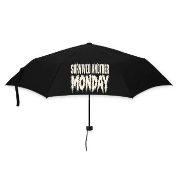 Hat einen weiteren Montags-Arbeitsplatz-Humor überlebt - Regenschirm (klein) - Schwarz - Vorne