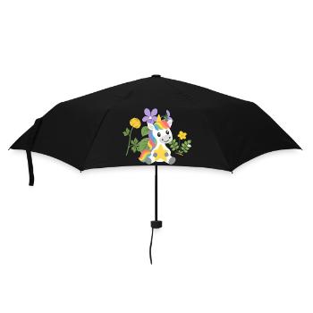 Einhorn Blumen Kinder märchenhaft Stern Fabelwesen - Regenschirm (klein) - Schwarz - Vorne