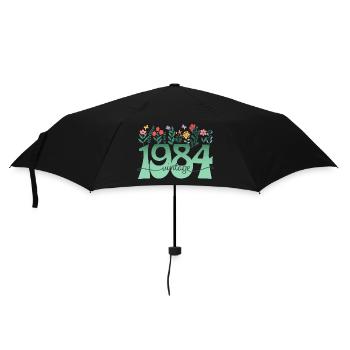 Motif Fleurs 1984 Fête Anniversaire Femme 40 Ans - Parapluie standard - noir - Devant