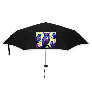 Eule - Regenschirm (klein) - Schwarz - Vorne
