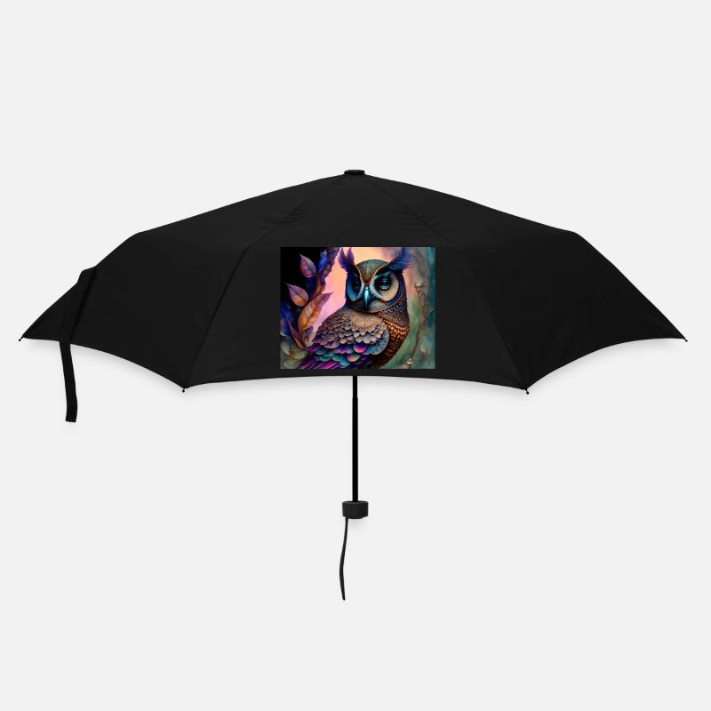 Eule - Regenschirm (klein) - Schwarz