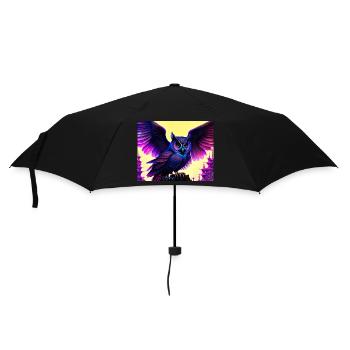 Eule - Regenschirm (klein) - Schwarz - Vorne
