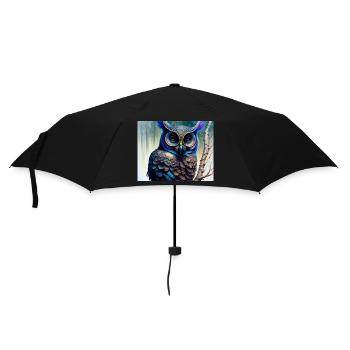 Eule - Regenschirm (klein) - Schwarz - Vorne