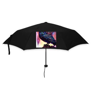 Eule - Regenschirm (klein) - Schwarz - Vorne