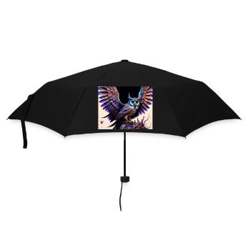 Eule - Regenschirm (klein) - Schwarz - Vorne