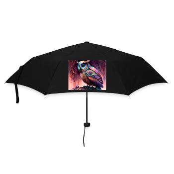 Eule - Regenschirm (klein) - Schwarz - Vorne